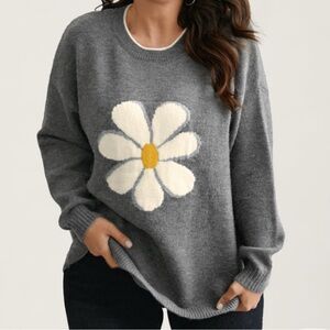 BloomChic Gray Floral Sweater